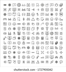 Conjunto simple de iconos web en estilo de línea de moda. Símbolos vectoriales modernos, aislados en un fondo blanco. Envase para pictogramas lineales. Colección de iconos de línea para aplicaciones web y concepto móvil.