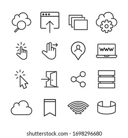 Simple set of web modern thin line icons. Trendy design. Pack of stroke icons. Vector illustration isolated on a white background. Premium quality symbols.
