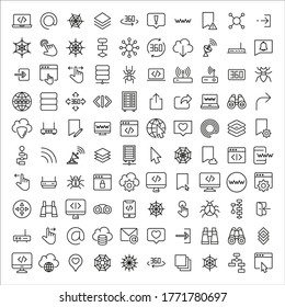 Simple set of web modern thin line icons. Trendy design. Pack of stroke icons. Vector illustration isolated on a white background. Premium quality symbols.