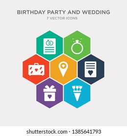 simple set of wedding flowers, wedding gift, wedding letter, location icons, contains such as icons luggage, photo, planner and more. 64x64 pixel perfect. infographics vector