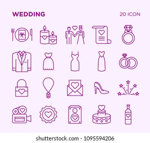 Simple Set of Wedding. Vector Line Icons. Editable Stroke. Pixel Perfect.