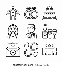 Simple Set Wedding Vector line Icons