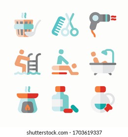 
Simple Set Wellness and Spa Vector Color Icons. Color with Editable stroke