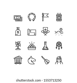 Simple Set of western Related Vector Line Icons. Contains such Icons as 