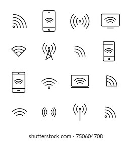 Simple set of wi-fi related outline icons. Elements for mobile concept and web apps. Thin line vector icons for website design and development, app development. Premium pack.