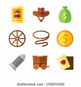 Simple Set Wild West Vector Color Icons
