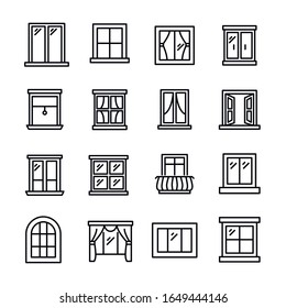 Simple set of window icons in trendy line style. Modern vector symbols, isolated on a white background. Linear pictogram pack. Line icons collection for web apps and mobile concept.