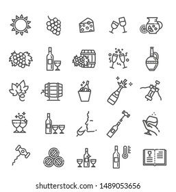 Simple Set of Wine Related Vector Line Icon