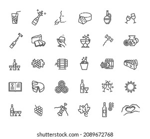 Simple Set of Wine Related Vector Line Icon