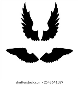 Simple set of wings vector icons for web design on transparent background