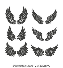 Simple set of wings vector icons for web design on white background.