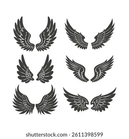 Simple set of wings vector icons for web design on white background.