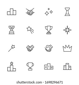 Simple set of winner icons in trendy line style. Modern vector symbols, isolated on a white background. Linear pictogram pack. Line icons collection for web apps and mobile concept.