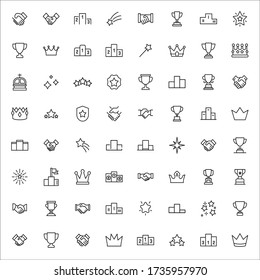Conjunto simple de iconos ganadores con estilo de línea de moda. Símbolos vectoriales modernos, aislados en un fondo blanco. Envase para pictogramas lineales. Colección de iconos de línea para aplicaciones web y concepto móvil.