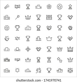 Conjunto simple de iconos ganadores con estilo de línea de moda. Símbolos vectoriales modernos, aislados en un fondo blanco. Envase para pictogramas lineales. Colección de iconos de línea para aplicaciones web y concepto móvil.