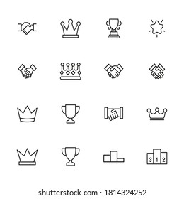 Simple set of winner icons in trendy line style. Modern vector symbols, isolated on a white background. Linear pictogram pack. Line icons collection for web apps and mobile concept.