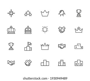 Simple set of winner icons in trendy line style. Modern vector symbols, isolated on a white background. Linear pictogram pack. Line icons collection for web apps and mobile concept.