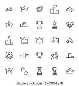 Simple set of winner icons in trendy line style. Modern vector symbols, isolated on a white background. Linear pictogram pack. Line icons collection for web apps and mobile concept.