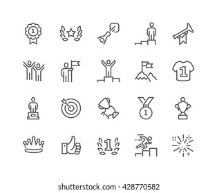 Simple Set of Winning Related Vector Line Icons. 
Contains such Icons as Laurel Branch, Like, Reward, Achievement and more. 
Editable Stroke. 48x48 Pixel Perfect.  - Shutterstock ID 428770582