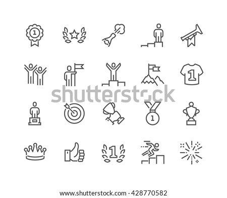 Simple Set of Winning Related Vector Line Icons. 
Contains such Icons as Laurel Branch, Like, Reward, Achievement and more. 
Editable Stroke. 48x48 Pixel Perfect. 