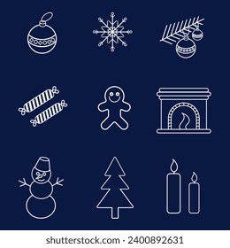 Conjunto simple de iconos de fondo de invierno