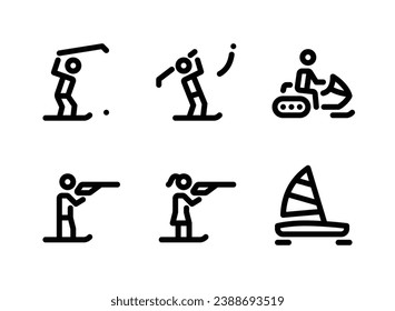 Simple Set of Winter Sport Related Vector Line Icons. Contains Icons as Snow Golf, Snow Mobile, Biathlon and more.