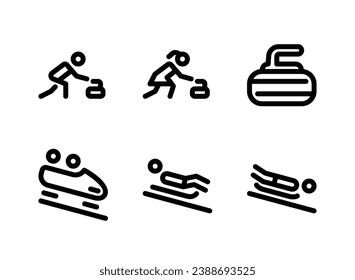 Simple Set of Winter Sport Related Vector Line Icons. Contains Icons as Curling, Bobsleigh, Luge and more.