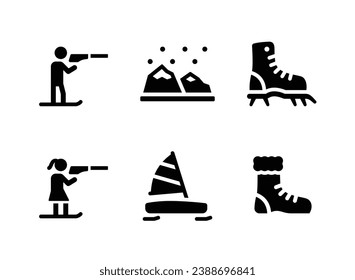 Simple Set of Winter Sport Related Vector Solid Icons. Contains Icons as Biathlon, Mountain, Climbing Boot and more.