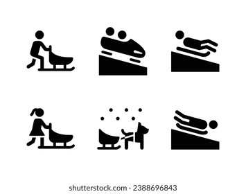 Conjunto simple de iconos sólidos vectoriales relacionados con el deporte invernal. Contiene iconos como Sled, Bobsled, Luge y más.