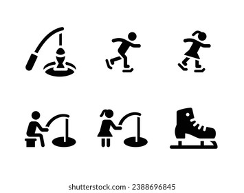 Simple Set of Winter Sport Related Vector Solid Icons. Contains Icons as Ice Fishing, Skating and more.