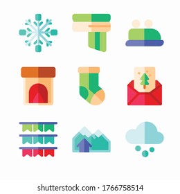 Simple Set Winter Vector Color Icons