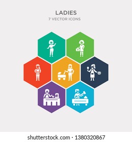 simple set of woman blacksmith, woman dish washer, woman cooker, baby sitter icons, contains such as icons engineer going to work, dancing and more. 64x64 pixel perfect. infographics vector