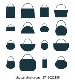 Simple set of women's handbag icons. Vector.