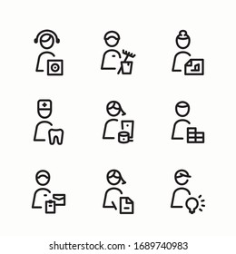 Simple Set Workers and Professional Vector line Icons