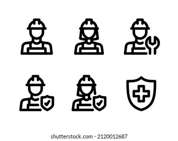 Simple Set of Workers Related Vector Line Icons. Contains Icons as Worker Men, Women, Mechanic and more.