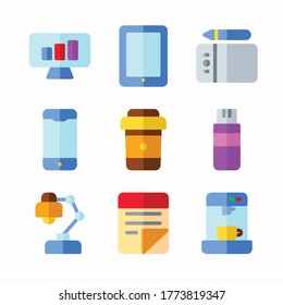 Simple Set Workplace Vector Color Icons
