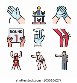 Simple Set Wrestling Vector Color Icons