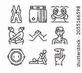 Simple Set Wrestling Vector line Icons