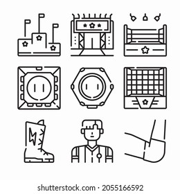 Simple Set Wrestling Vector line Icons