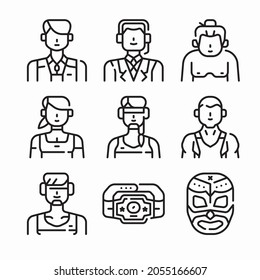 Simple Set Wrestling Vector line Icons