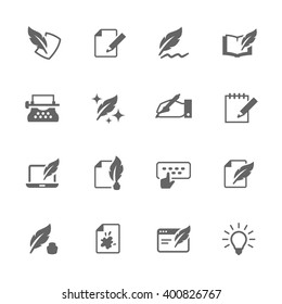 Simple Set of Writing Related Vector Icons. Contains such icons as hand writing, calligraphy, study and more.