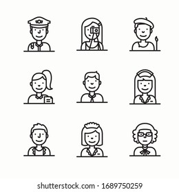 Simple Set Young Employees Vector line Icons