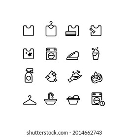 Simple sets of laundry related icon  outline style. Contains such icons as washing machine, hanger and more. For UI or UX Design. Editable stroke