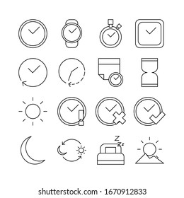 simple sets of time outline icons suitable for web, app, interface and software. Editable strokes.