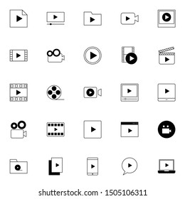 simple sets of video player solid line icons suitable for web, app, interface and software.