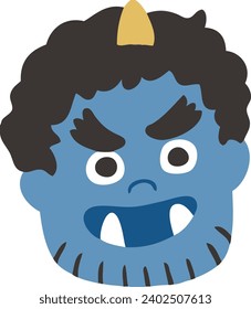 Simple setsubun blue demon vector illustration