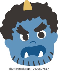 ilustración simple de vector demonio azul setsubun