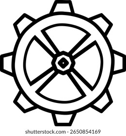Icono de engranaje de configuración simple blanco y negro