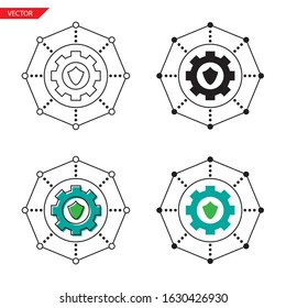 Simple setting risk management icon on white background 4 types such as outline, black, color, outline and color. Vector illustration.