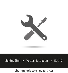 Simple Settings Symbol, Vector Illustration. Tools, Simple Flat Graphic Design Isolated On White Background